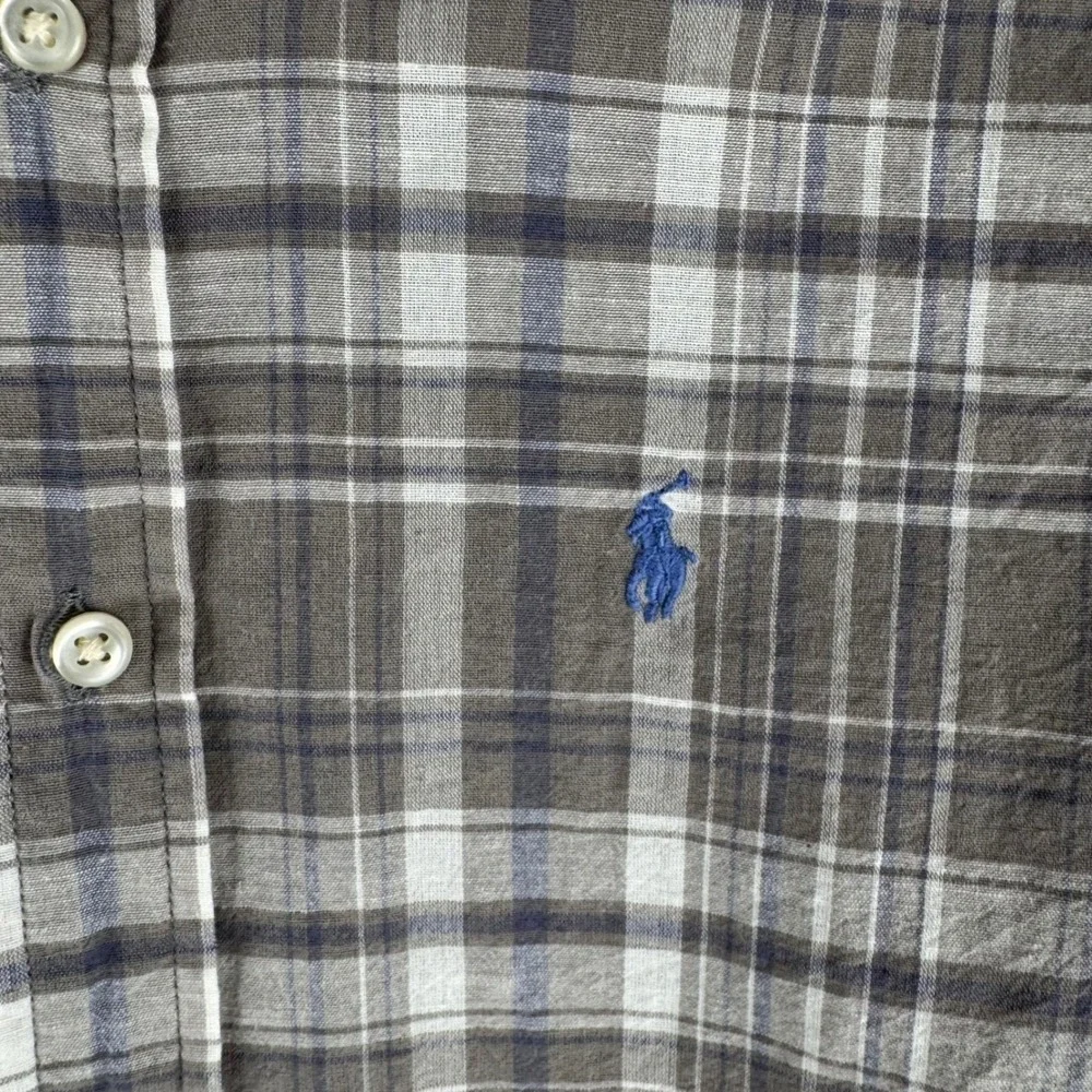 Ralph Lauren Boys Plaid Button Down Shirt Long‎ Sleeve Size 6 Cotton Linen Blend